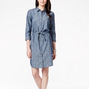 Tommy Hilfiger Blue Polka Dot Long Sleeve Dress